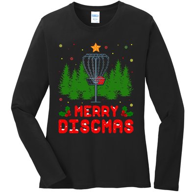 Merry Discmas Funny Christmas Xmas Frisbee Golfer Player Ladies Long Sleeve Shirt