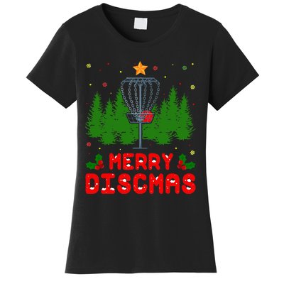 Merry Discmas Funny Christmas Xmas Frisbee Golfer Player Women's T-Shirt