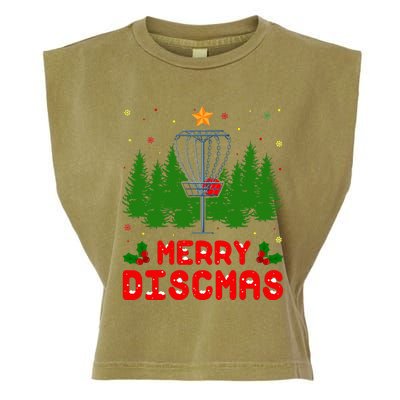 Merry Discmas Funny Christmas Xmas Frisbee Golfer Player Garment-Dyed Women's Muscle Tee