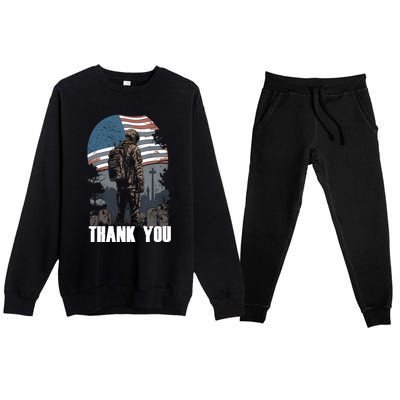 Memorial Day Fallen Veteran Soldier Us Flag 4th Of July Gift Premium Crewneck Sweatsuit Set