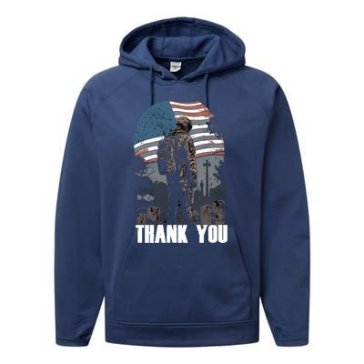 Memorial Day Fallen Veteran Soldier Us Flag 4th Of July Gift Performance Fleece Hoodie