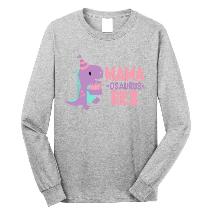 Mama Dinosaur Family Matching Birthday Party Daughters Long Sleeve Shirt