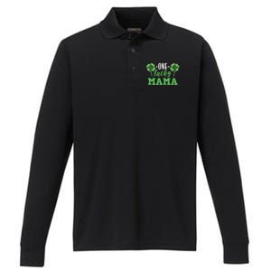 Mothers Day For Mom One Lucky Mama St Patricks Day Gift Performance Long Sleeve Polo