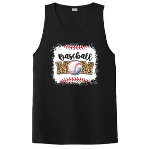 Mothers Day Funny Gift Distressed Leopard Pattern Baseball Mom Gift PosiCharge Competitor Tank