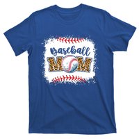 Mothers Day Funny Gift Distressed Leopard Pattern Baseball Mom Gift T-Shirt