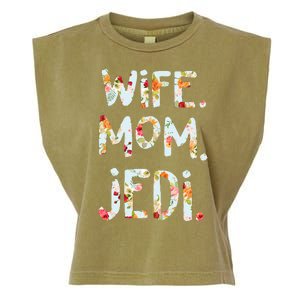 Mothers Day Flower Floral Wife Mom Jedi Garment-Dyed Women's Muscle Tee