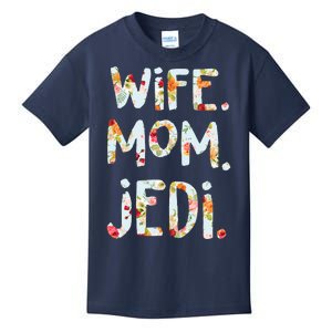 Mothers Day Flower Floral Wife Mom Jedi Kids T-Shirt