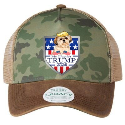 My Dog For Trump 2024 Shih Tzu Legacy Tie Dye Trucker Hat