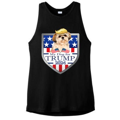 My Dog For Trump 2024 Shih Tzu Ladies PosiCharge Tri-Blend Wicking Tank