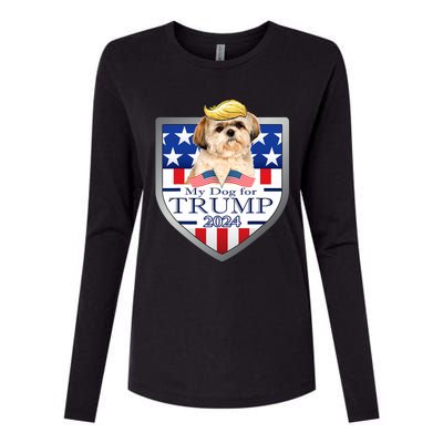 My Dog For Trump 2024 Shih Tzu Womens Cotton Relaxed Long Sleeve T-Shirt