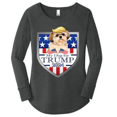 My Dog For Trump 2024 Shih Tzu Women's Perfect Tri Tunic Long Sleeve Shirt