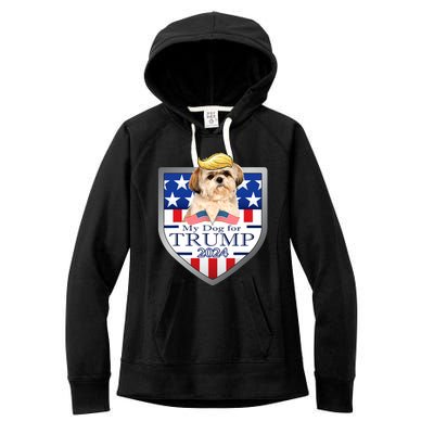 My Dog For Trump 2024 Shih Tzu Women's Fleece Hoodie