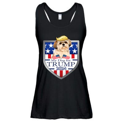 My Dog For Trump 2024 Shih Tzu Ladies Essential Flowy Tank