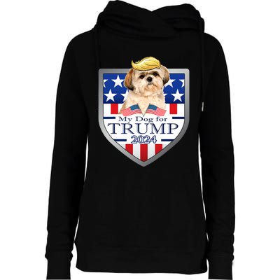 My Dog For Trump 2024 Shih Tzu Womens Funnel Neck Pullover Hood