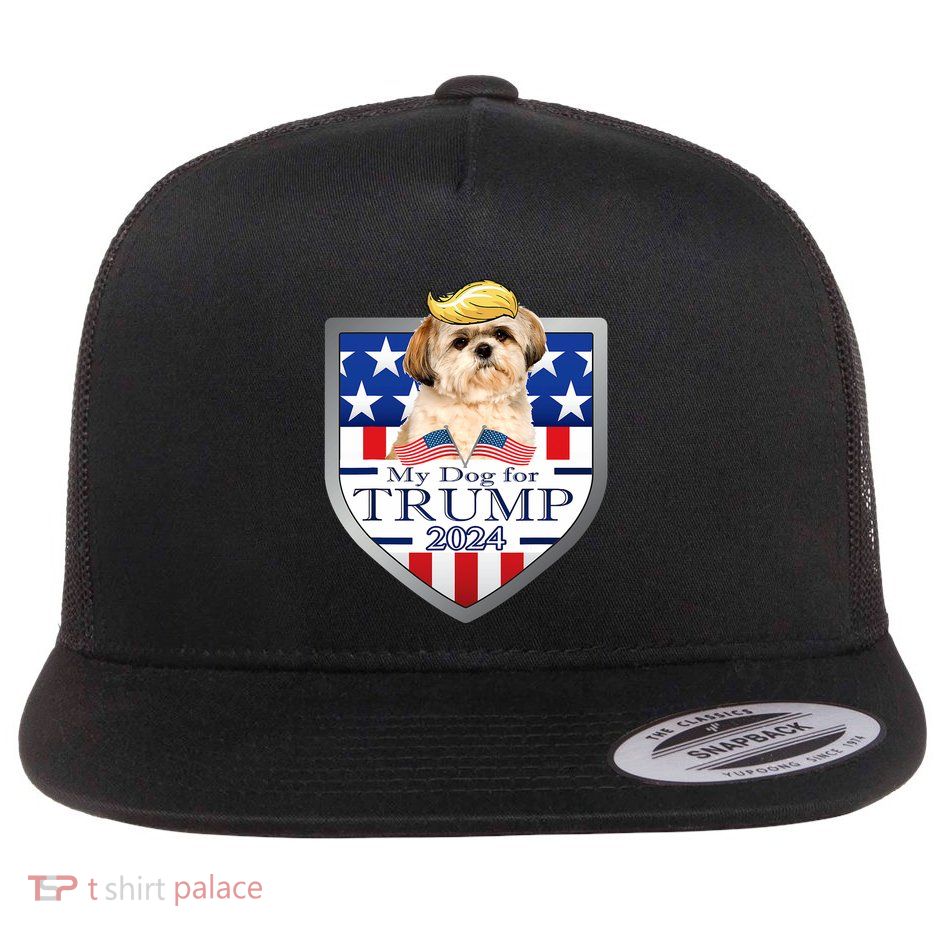 My Dog For Trump 2024 Shih Tzu Flatbill Hat