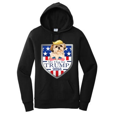 My Dog For Trump 2024 Shih Tzu Women's Pullover Hoodie