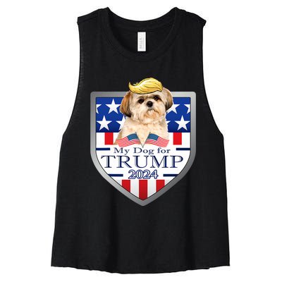 My Dog For Trump 2024 Shih Tzu Women's Racerback Cropped Tank