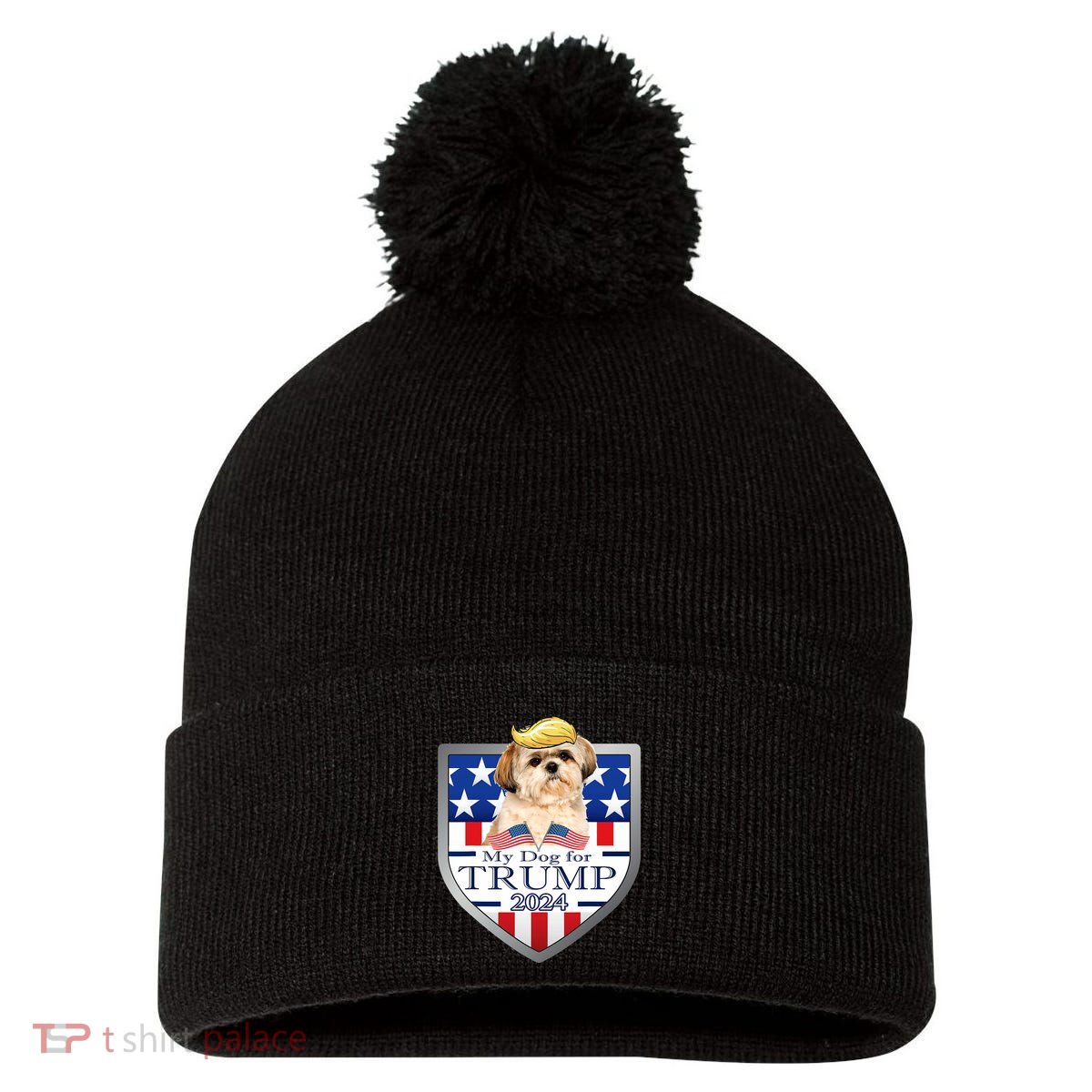 My Dog For Trump 2024 Shih Tzu Pom Pom 12in Knit Beanie