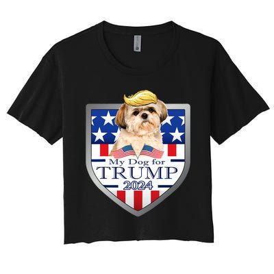 My Dog For Trump 2024 Shih Tzu Women's Crop Top Tee