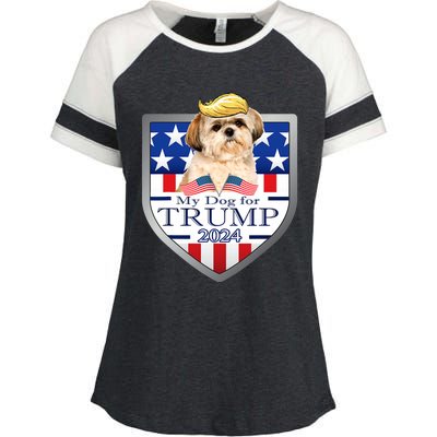 My Dog For Trump 2024 Shih Tzu Enza Ladies Jersey Colorblock Tee