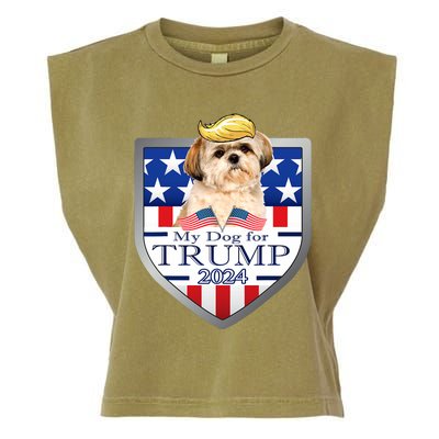 My Dog For Trump 2024 Shih Tzu Garment-Dyed Women's Muscle Tee