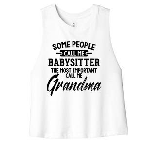 Mothers Day Funny Gift Sitter Grandma Meaningful Gift Women's Racerback Cropped Tank