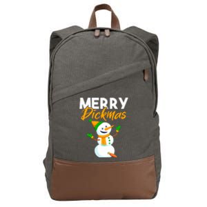 Merry Dickmas Funny Snowman Christmas Gift For Husband Man Cotton Canvas Backpack