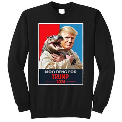 Moo Deng For Trump 2024 Moo Deng 2024 Cute Baby Hippo Tall Sweatshirt