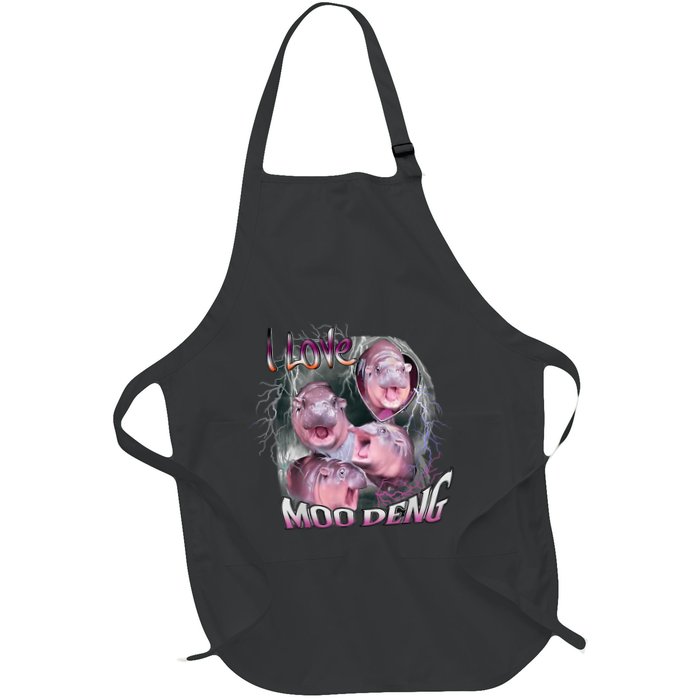 Moo Dang Funny Dwarf Baby Hippo In The Zoo Full-Length Apron With Pockets