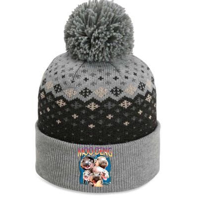 Moo Deng Funny Moodeng Baby Pygmy Hippo Cute Zoo Bootleg The Baniff Cuffed Pom Beanie