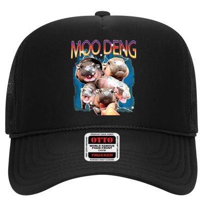 Moo Deng Funny Moodeng Baby Pygmy Hippo Cute Zoo Bootleg High Crown Mesh Back Trucker Hat