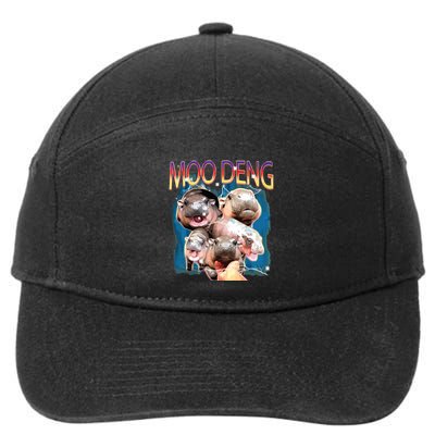 Moo Deng Funny Moodeng Baby Pygmy Hippo Cute Zoo Bootleg 7-Panel Snapback Hat