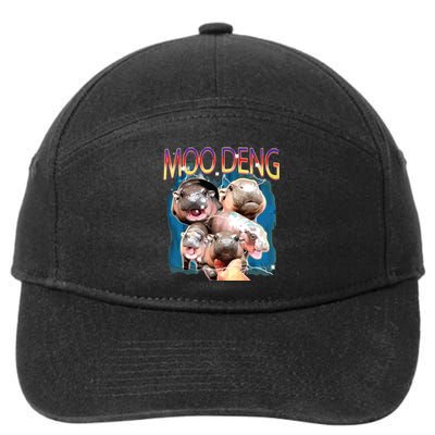 Moo Deng Funny Moodeng Baby Pygmy Hippo Cute Zoo Bootleg 7-Panel Snapback Hat