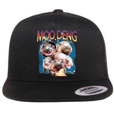 Moo Deng Funny Moodeng Baby Pygmy Hippo Cute Zoo Bootleg Flat Bill Trucker Hat