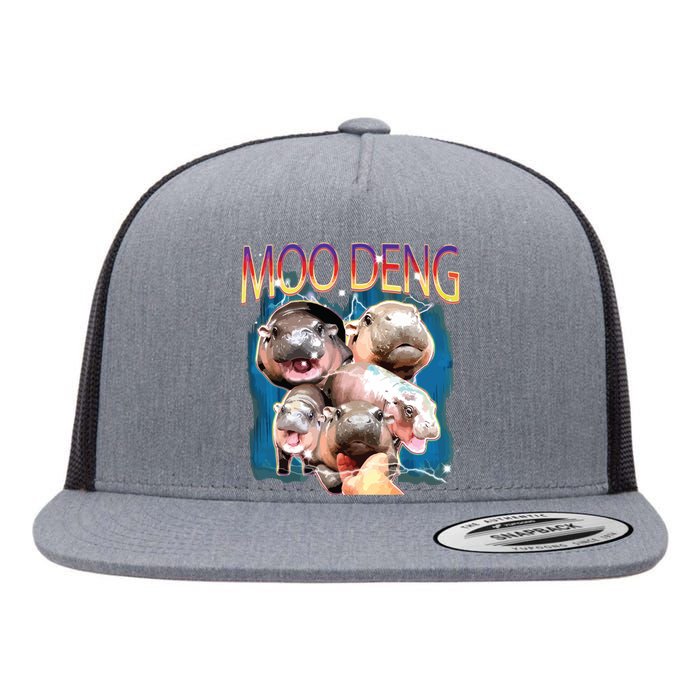 Moo Deng Funny Moodeng Baby Pygmy Hippo Cute Zoo Bootleg Flat Bill Trucker Hat