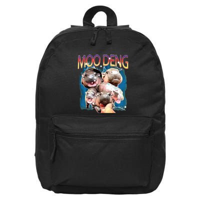 Moo Deng Funny Moodeng Baby Pygmy Hippo Cute Zoo Bootleg 16 in Basic Backpack