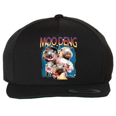 Moo Deng Funny Moodeng Baby Pygmy Hippo Cute Zoo Bootleg Wool Snapback Cap