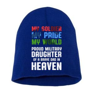 Military Daughter Freedom Memorial Day Gift Short Acrylic Beanie