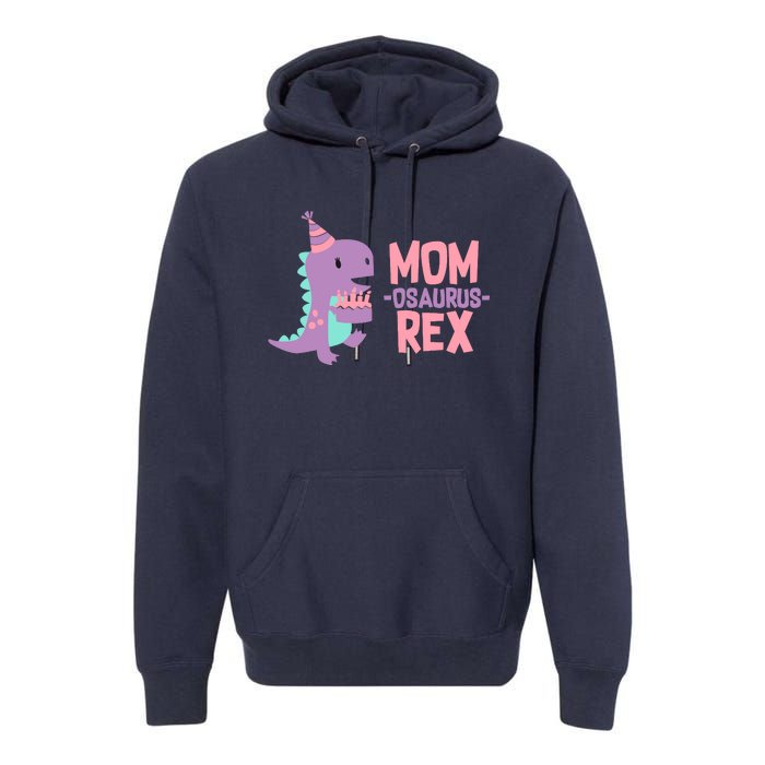 Mom Dinosaur Family Matching Birthday Girl Party Daughtrer Premium Hoodie