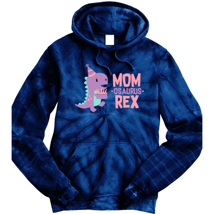 Mom Dinosaur Family Matching Birthday Girl Party Daughtrer Tie Dye Hoodie