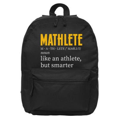 Mathlete Definition Funny Math Geek Math Teacher Nerd 16 in Basic Backpack