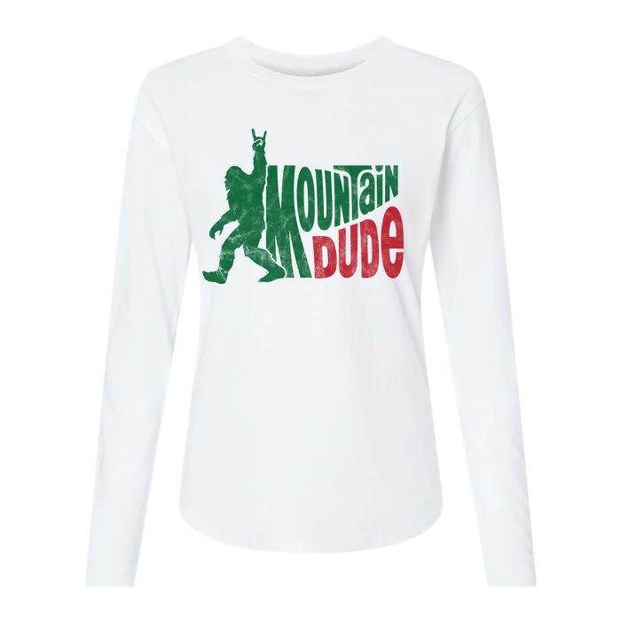 Mountain Dude Funny Bigfoot Womens Cotton Relaxed Long Sleeve T-Shirt