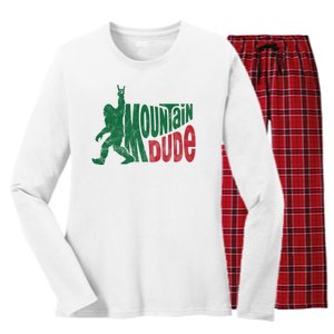 Mountain Dude Funny Bigfoot Women's Long Sleeve Flannel Pajama Set 