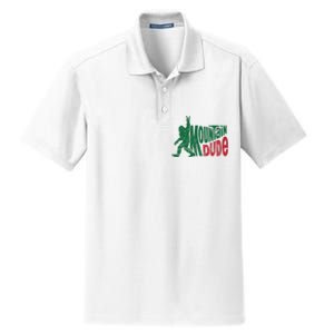 Mountain Dude Funny Bigfoot Dry Zone Grid Polo