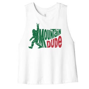 Mountain Dude Funny Bigfoot Women's Racerback Cropped Tank