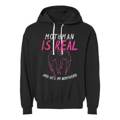 Mothman Design For Cryptid Lover Mothman Is My Boyfriend Garment-Dyed Fleece Hoodie