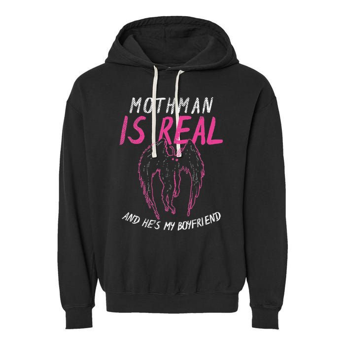 Mothman Design For Cryptid Lover Mothman Is My Boyfriend Garment-Dyed Fleece Hoodie