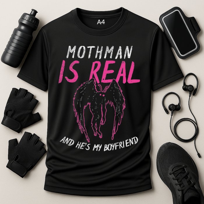 Mothman Design For Cryptid Lover Mothman Is My Boyfriend Performance Shirt