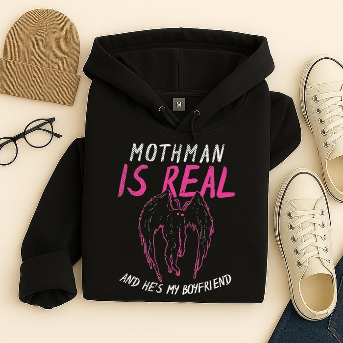 Mothman Design For Cryptid Lover Mothman Is My Boyfriend Hoodie