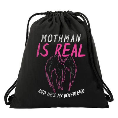 Mothman Design For Cryptid Lover Mothman Is My Boyfriend Drawstring Bag